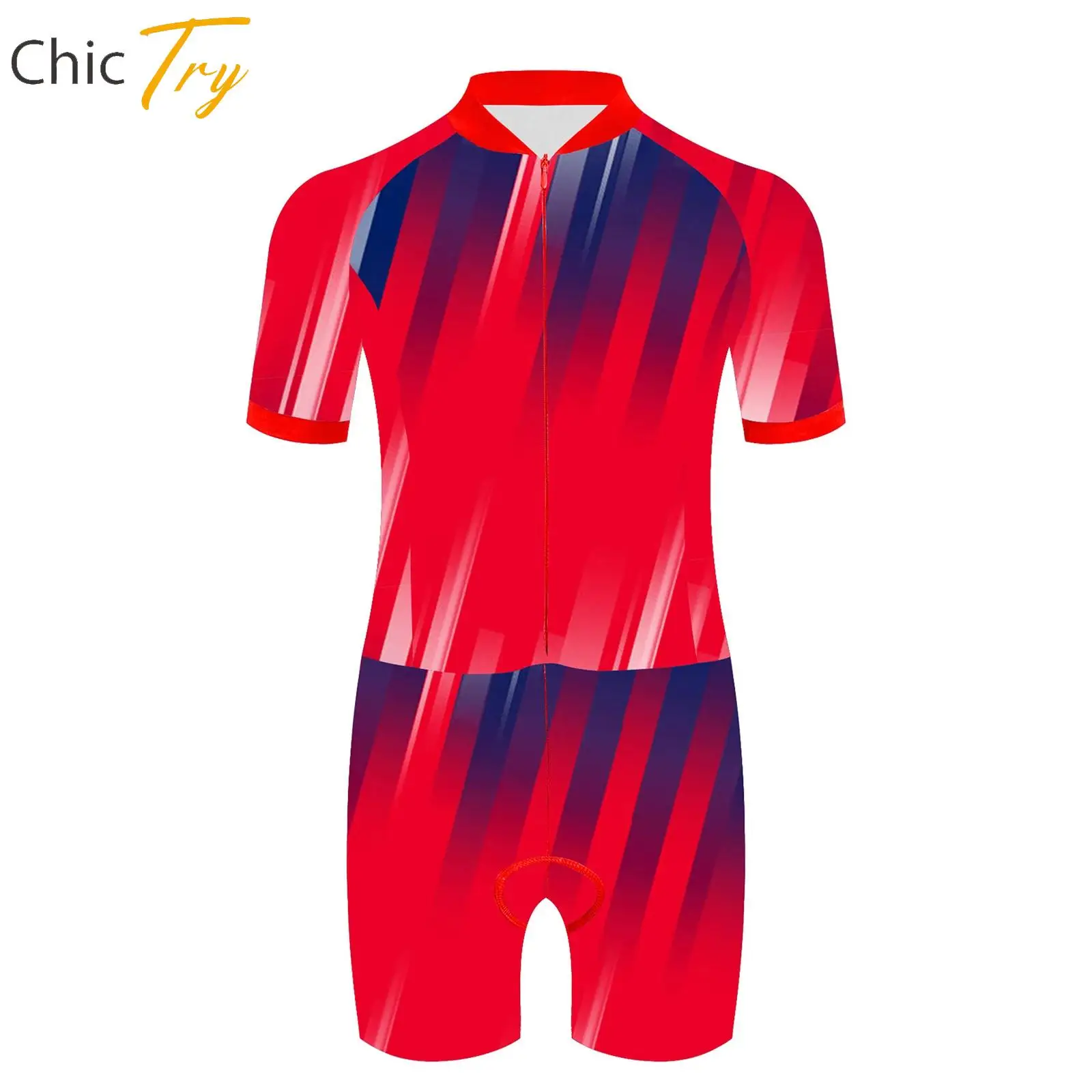 

Children Boys Girls One Piece Swimwear Sportswear Gym Cycling Jumpsuit Youth Bike Costume Short Sleeve Bodysuit with 3D Cushion