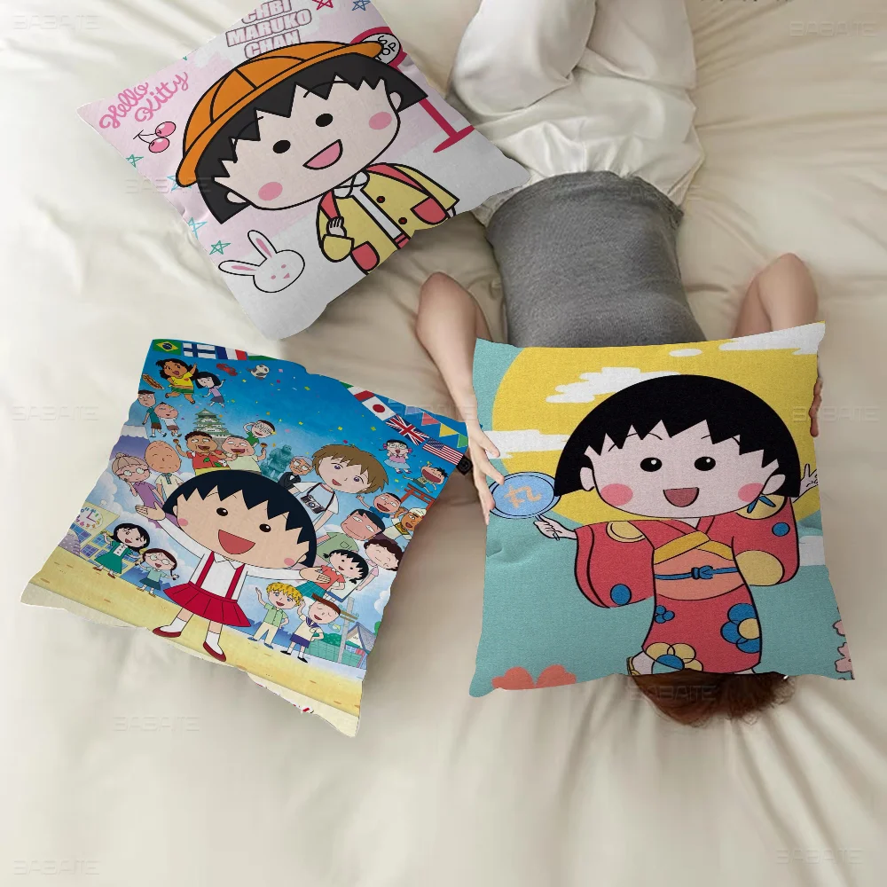 Chibi Maruko-chan Pillow Gift Home Office Decoration Bedroom Sofa Car Cushion Cover Case 45x45