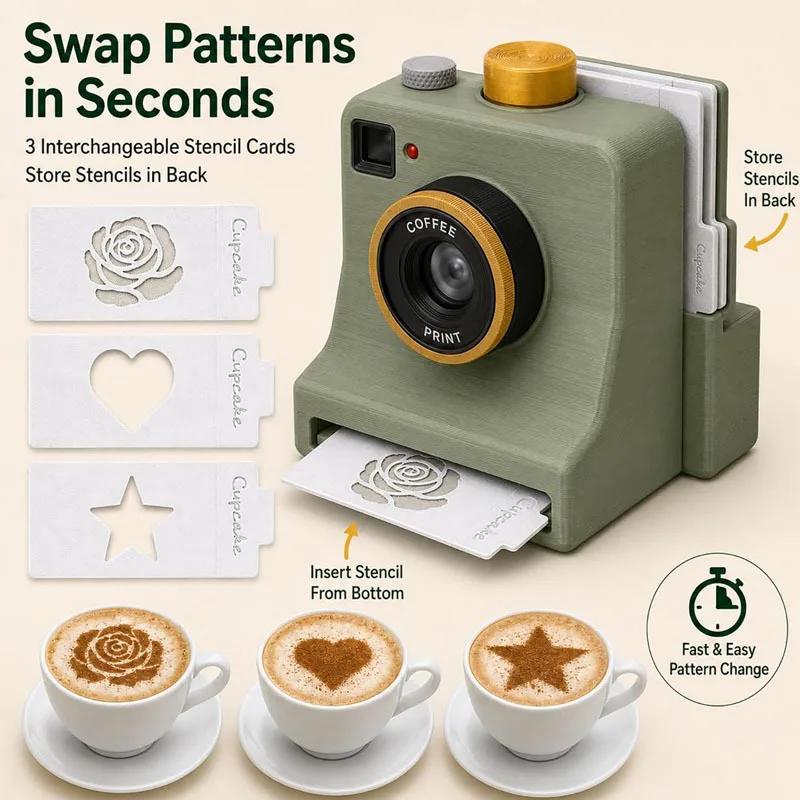 `Coffee Latte Art Maker, One-Touch Latte Art, Chocolate Milk Foam Printing Tool`