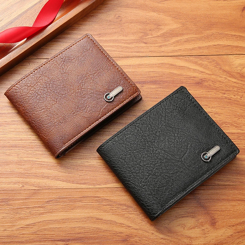 Vintage PU Leather Wallet Men Simple Short Wallets ID Cards Holder Money Change Pouch Large Capacity Purse