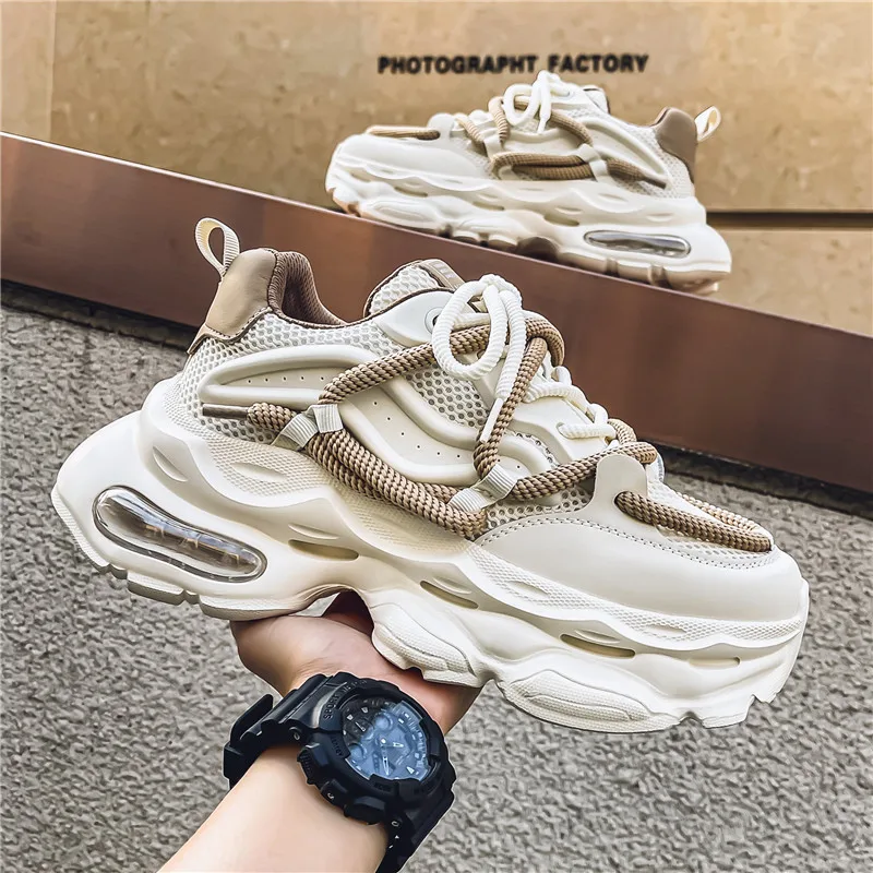 

High Quality Men's Chunky Sneakers 2026 New Air Cushion Running Shoes Breathable Mesh Casual Sports Shoes Thick Sole Men's Shoes