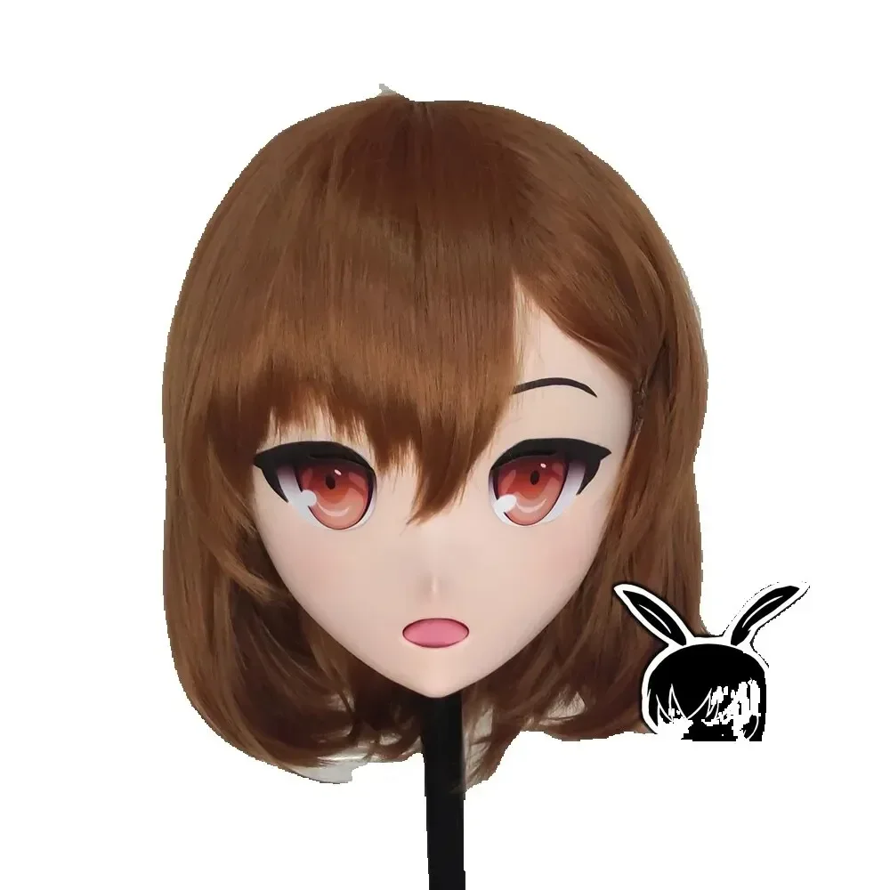 (R-Mask 06) BJD Crossdresser Doll Cosplay Mask Full Head Girl Resin Anime 300 heroes Misaka Mikoto Kigurumi Cosplay Mask