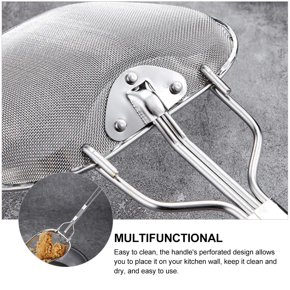 

1Pcs Stainless Steel Oil Strainer Long Handle Easy Clean Frying Slotted Spoon Food Serving Strainer Home Kitchen Tool