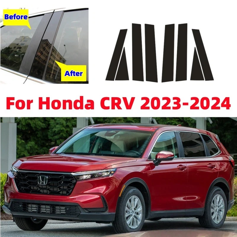 Para Honda CR-V 2007-2024 2018 2019 2020 2021 6 uds cubiertas embellecedoras de ventana película central columna B C Pilar postes pegatina accesorios de coche