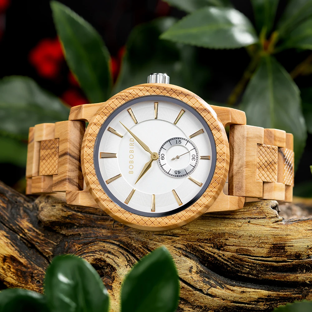 BOBOBIRD Wood Watch 2023 New Men\'s Quartz Wristwatch Fashion Casual Simplicity Olive Wood Watches Engraved Custom Great Gift