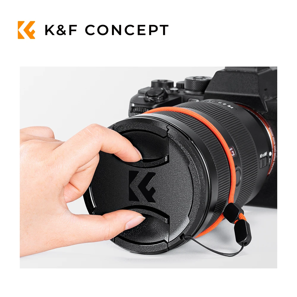 K&F CONCEPT Universal Camera Lens Cap Kit Lens Cap*1 + Rope*1 + Cleaning Cloth*2, 37/40.5/43/46/49/52/55/58/62/67/72//77/82/95mm