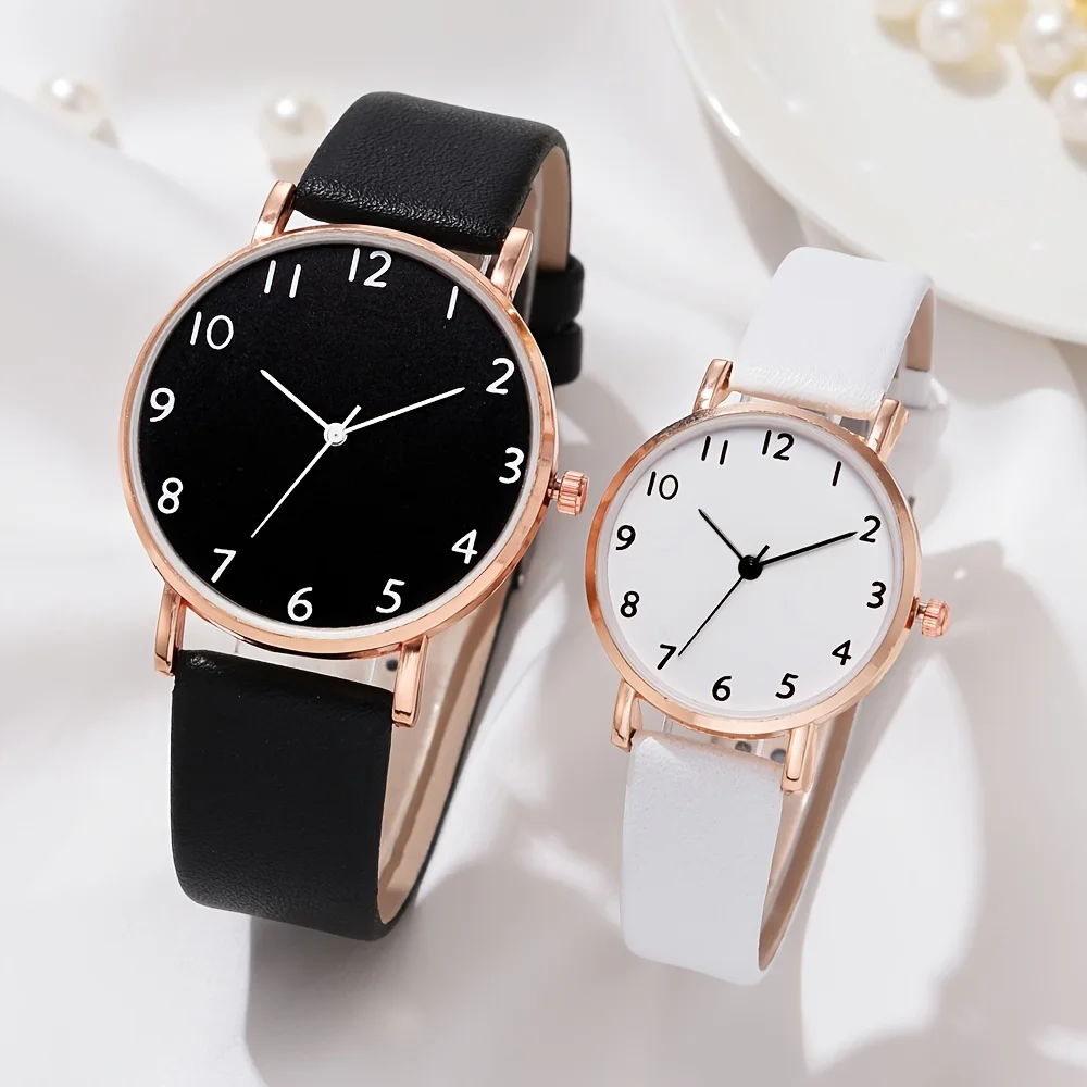 4 Piece Couple Fashion Watch, Fashionable Casual Minimalist Leather Watch, Women\'s Minimalist Dial Quartz Watch