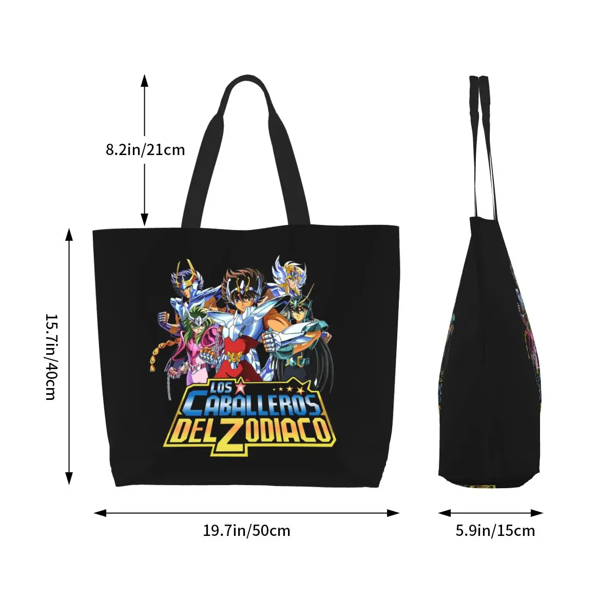 Knights Of The Zodiac Saint Seiya Shopping Tote Bag Canvas Large Capacity Shoulder Bags Shopper Grocery Handbag for Women