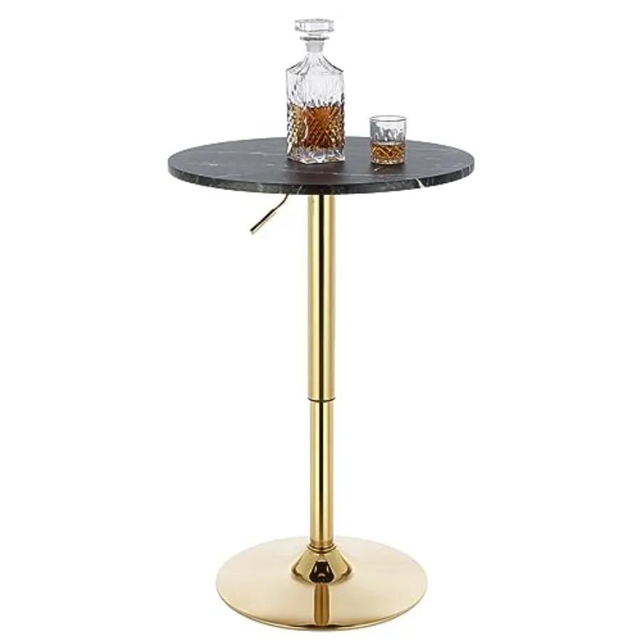 

24 Round Cocktail Bar Table for Kitchen Dining Room Living Room Metal Base Adjustable 27.9-35.4 Counter Height Bistro Pub Table