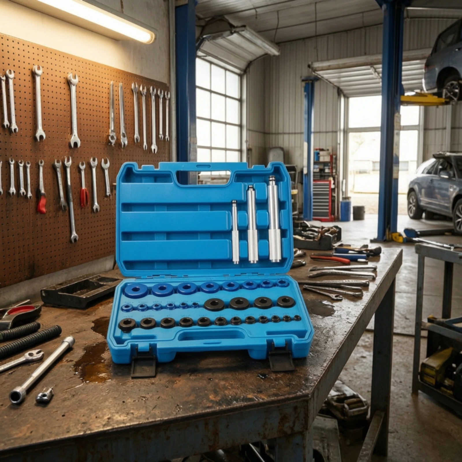 33 Pieces Bearing Installation Tool Kit Heavy-Duty Bearing Press Kit with Handle Shaft Compact Easy to Use for Mechanics