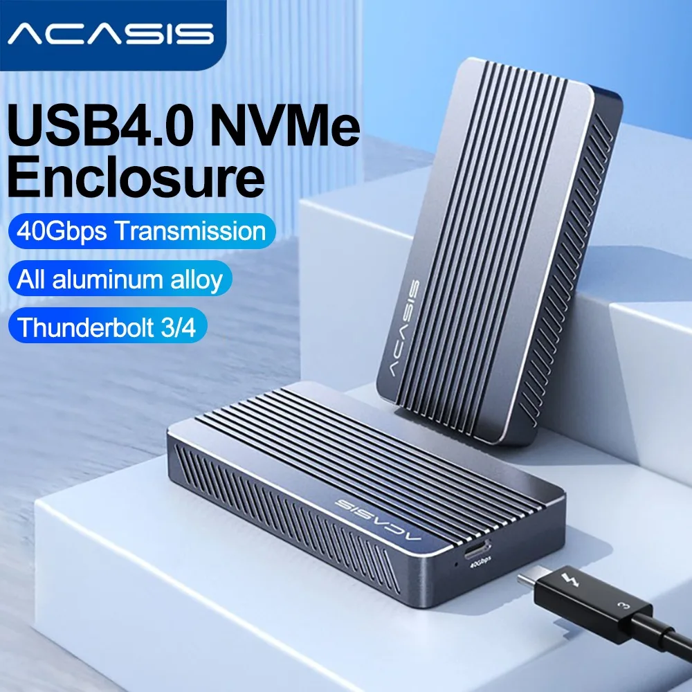 Boîtier SSD ACASIS 40Gbps M.2 NVMe pour M1 M2 Pro/Max Compatible avec Thunderbolt 4/3 USB4/3.2/prise en charge SSD taille 2280 B + M clé M