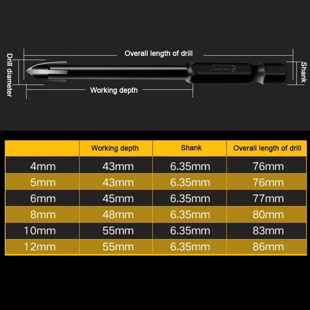 Multifunctional Triangle Drill Bit Cross Hex Tile Bits Glass Ceramic Concrete Hole Opener Hard Alloy Triangle Drill Bit