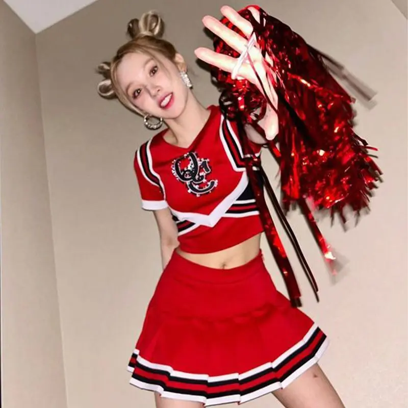 Kpop Idol outfit Hip Hop Cheerleading Dance Adult women Jazz Dance  gidle Cheerleader Costume Girl YUQI clothing