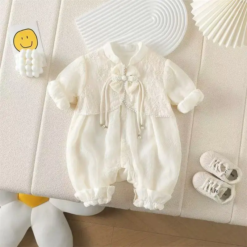 

Chinese Style Full Moon Baby Jumpsuit Spring Autumn Clothing New Baby Crawling Clothes Cute Baby Rompers