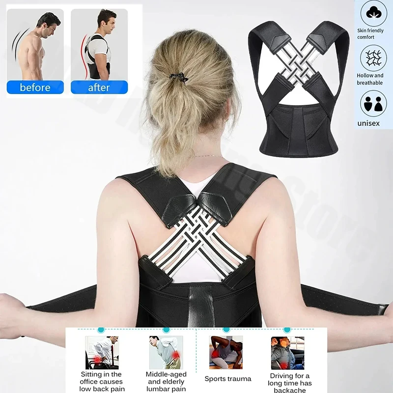 New Upper Back Posture Corrector Posture Clavicle Support Corrector Back Straight Shoulders Brace Strap Correctpor