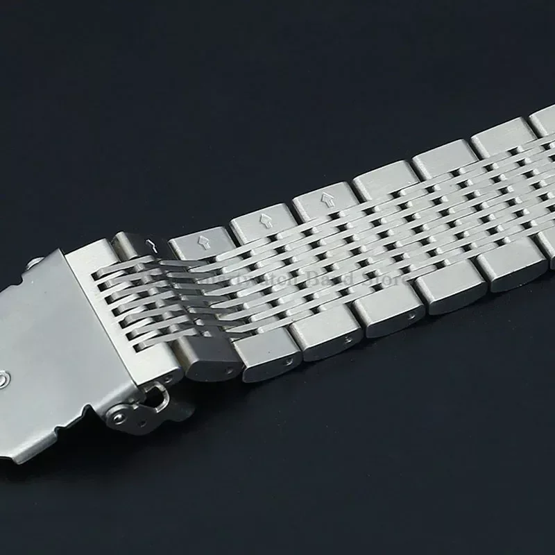 18 ミリメートル 20 ミリメートル 22 ミリメートル 24 ミリメートル固体ステンレス鋼ストラップセイコーダイビングメッシュ時計バンド折りたたみバックルつや消しポリッシュクラスプブレスレット