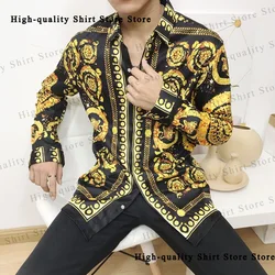 New luxury men's shirt high-definition long sleeved casual shirt design slim and fashionable men's clothing British shirt