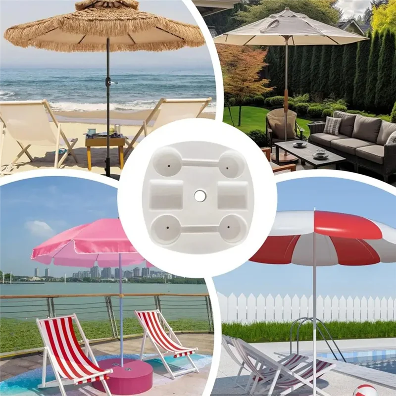 ABXF-Patio Regenschirm-Tischtablett, Regenschirm-Tischtablett für den Außenbereich, mit 4 Getränkehaltern, Strandtisch, Sonnenschirmtisch für den Außenbereich, Strandtisch