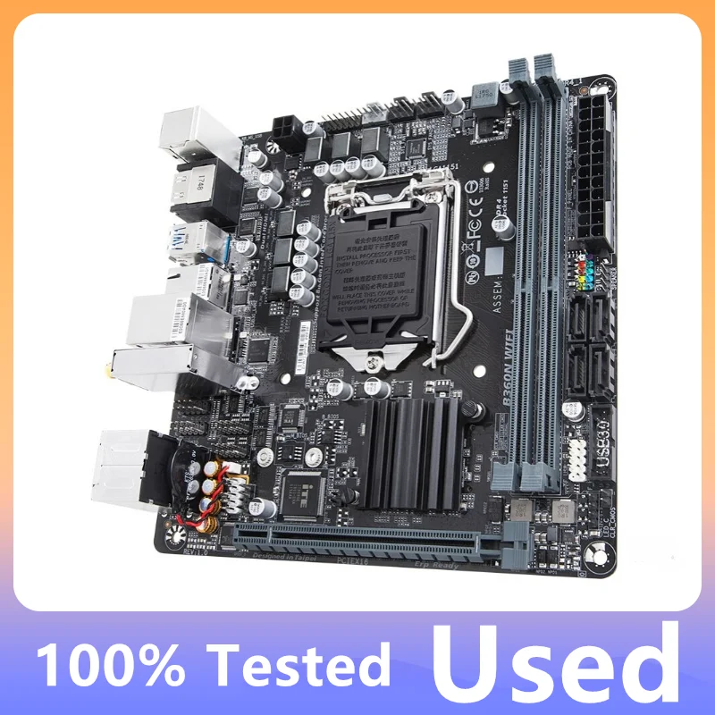 B360n Wifi Lga1151 2 X Ddr4 Dimm 32 Pci-e3.0 1xm.2 Sata3 Usb 3.1 Rj-45 Mini Itx Desktop Board 100% Test