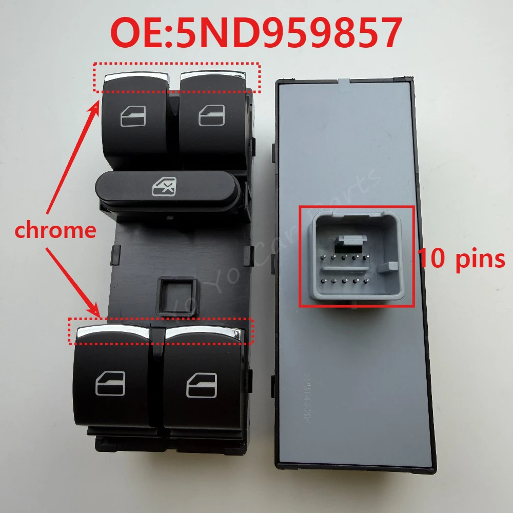 5ND959857 For VW Golf 5 6 GTI MK5 MK6 Jetta Tiguan Passat B6 CC Fabio Power Master Window Switch Passenger Button 7L6959855B
