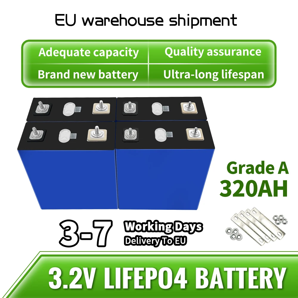 Batteria LiFePO4 320Ah 3.2V agli ioni di litio (LFP) con stock EU per camper, veicoli elettrici, auto da campeggio, barche, navi, sistemi di accumulo energia solare domestica 12V 48V