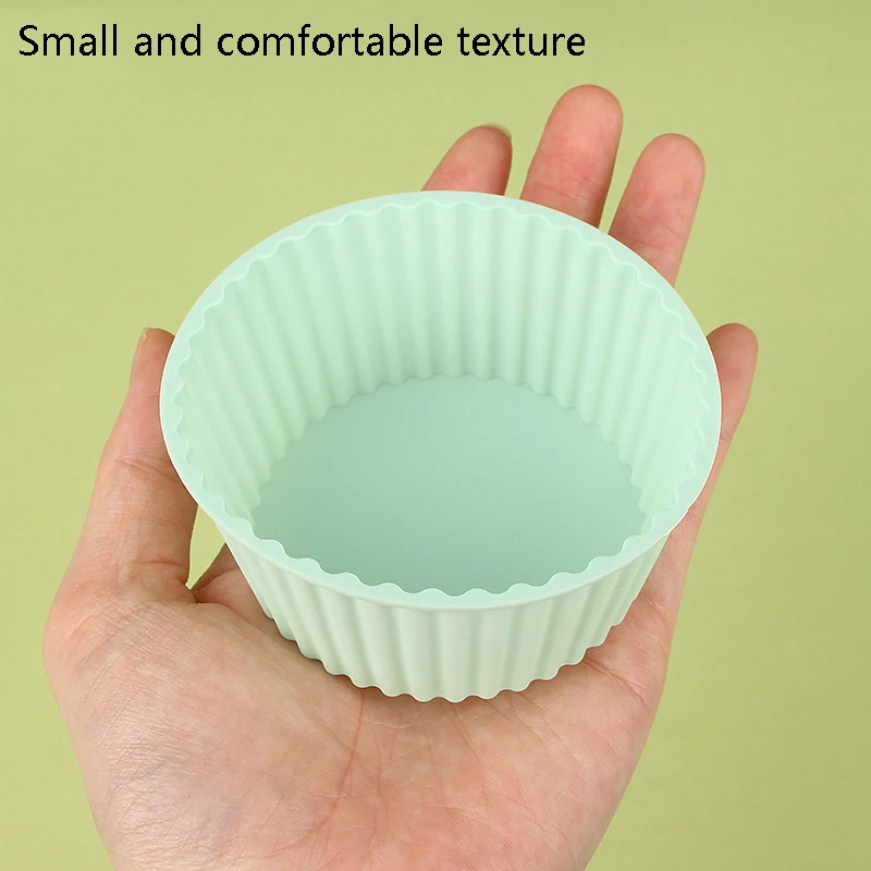 6 uds molde de silicona para pastel, molde redondo para hornear magdalenas y magdalenas, tazón freidora de aire, herramientas de decoración de pasteles DIY reutilizables, molde para hornear en la cocina