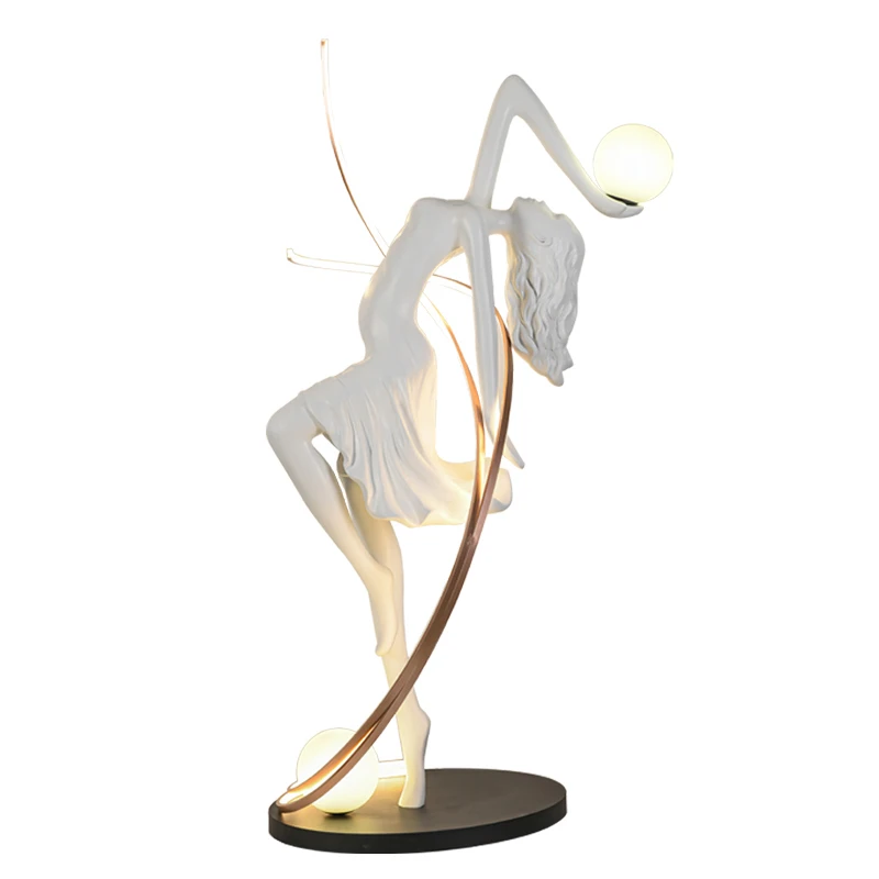 

Italian light luxury figure sculpture ornament, home staircase dance art decoration, creative floor lamp ornament