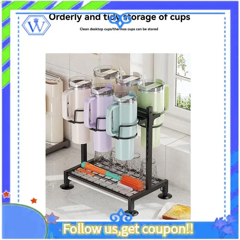

Easy To Use Water Bottle Organizer Rack For Stanley 40Oz Tumbler With Handle, Multifunction Pantry Kitchen Stanly Cup Organizers