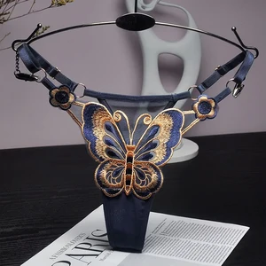 نسائي مثير فراشة دانتيل ثونغ خصر منخفض G سراويل شبكية شفافة سراويل داخلية نسائية كولوت أعلى 8 سراويل ثونغ مكسورة - رقم 2