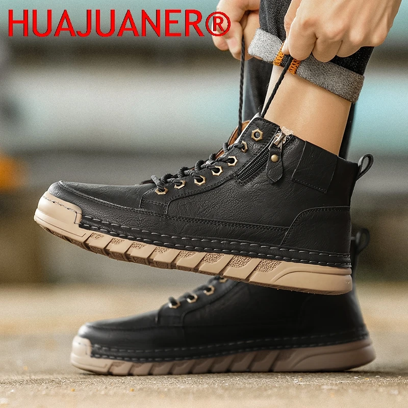 أحذية رياضية رجالية عالية الجودة من الجلد أحذية موتوكروس مريحة للرجال أحذية مشي غير قابلة للانزلاق أحذية بوتاس كلاسيكية للرحلات الخارجية #6