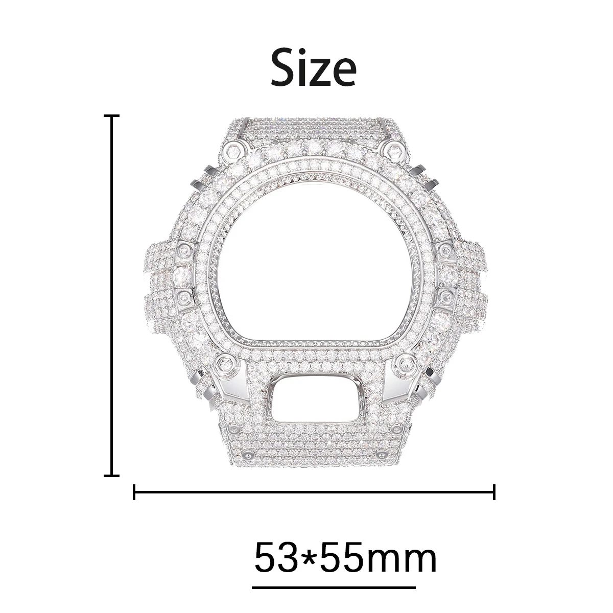 Iced Out Watch Case For DW6900 Men Inlaid Full Moissanite Stones 18K Gold Plated Hip Hop Bling Replacement Cover Wristwatch Part
