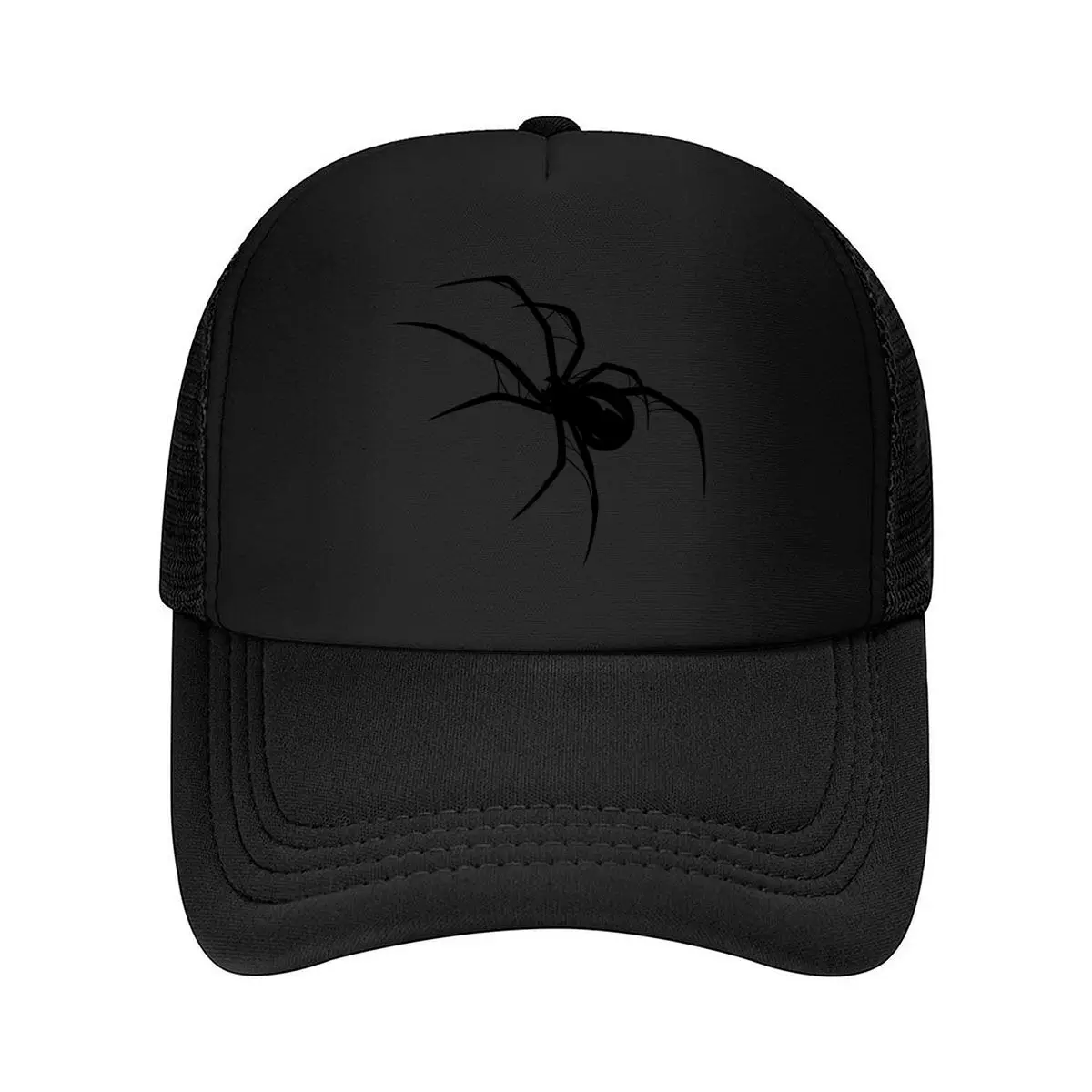 Black Spider Silhouette Crawling Insect Graphic Mesh Baseball Cap Hip Hop