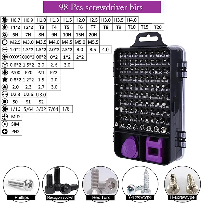 115 in 1 Screwdriver Set Mini Precision Screwdriver Multi-Functional Computer PC Mobile Phone Device Repair Hand Home Tools Kit