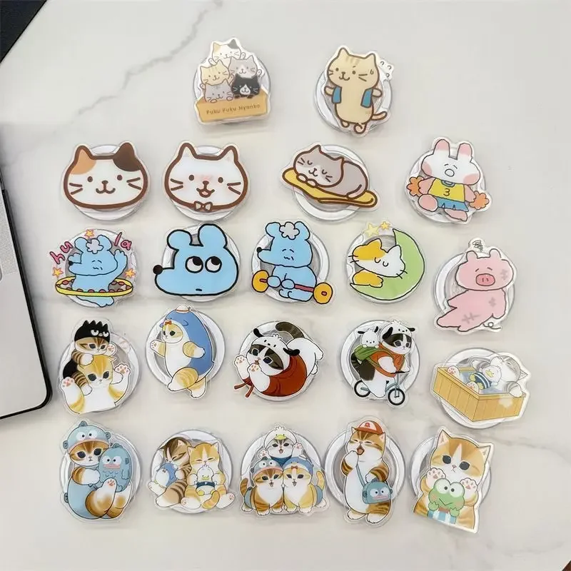 Nowy Koreański INS Śliczny Kreskówkowy Kot Do Magsafe Magnetyczny Uchwyt Grip Tok Stojak Do Telefonu IPhone Samsung Składany Futerał Uchwyt Wspornik