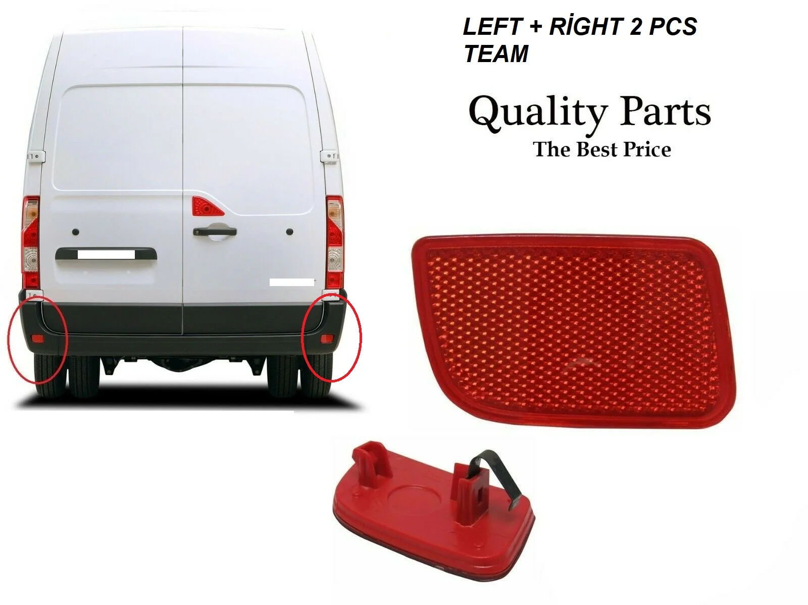 Fit For Renault Master Right + Left Set Rear Bumper Reflector 2014-2020