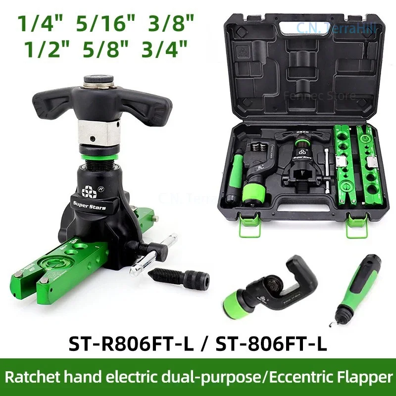 Copper Tube Expander Flaring Tool Kit ST-R806FT-L Metric Imperial Manual Flaring Set for HVAC Refrigeration Repair