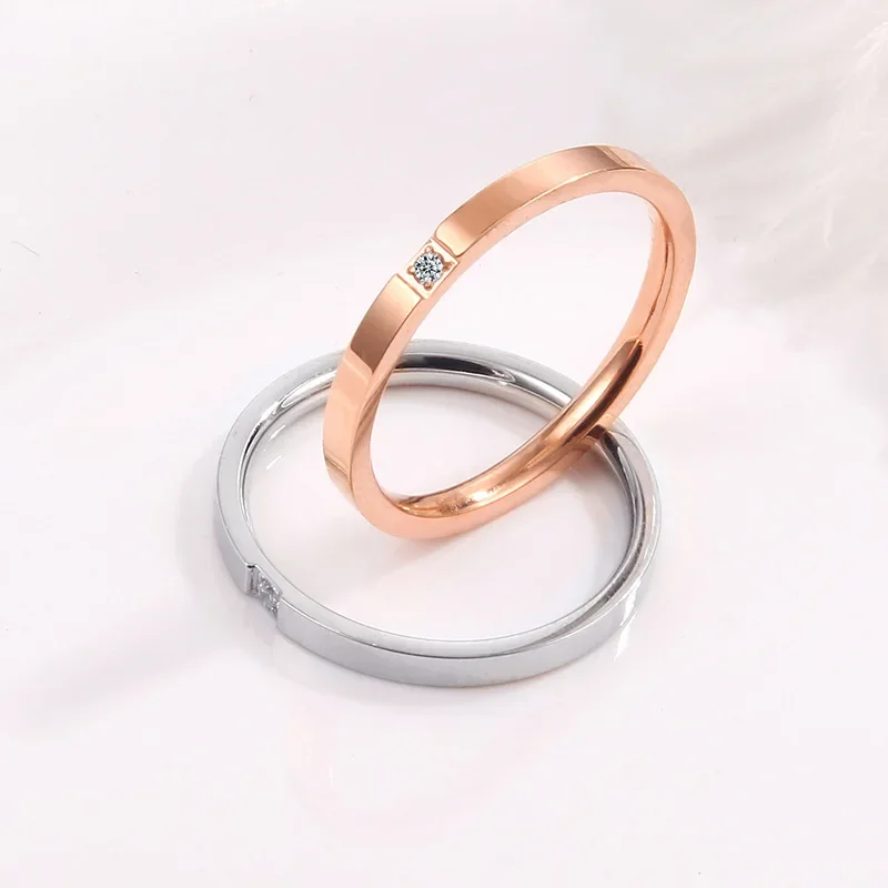 JHSL 2mm Thin Small Mini Stainless Steel Women Rings Rose Gold Color Fashion Jewelry US size 3 4 5 6 7 8 9 10