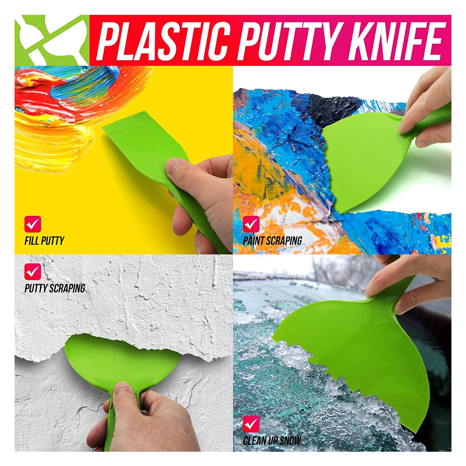 4pcs Plastic Floor Cleaning Tool Wall Scraper Multi-Purpose Utility Scraper For Tile Glue Removal Window Wallpaper Cleaning