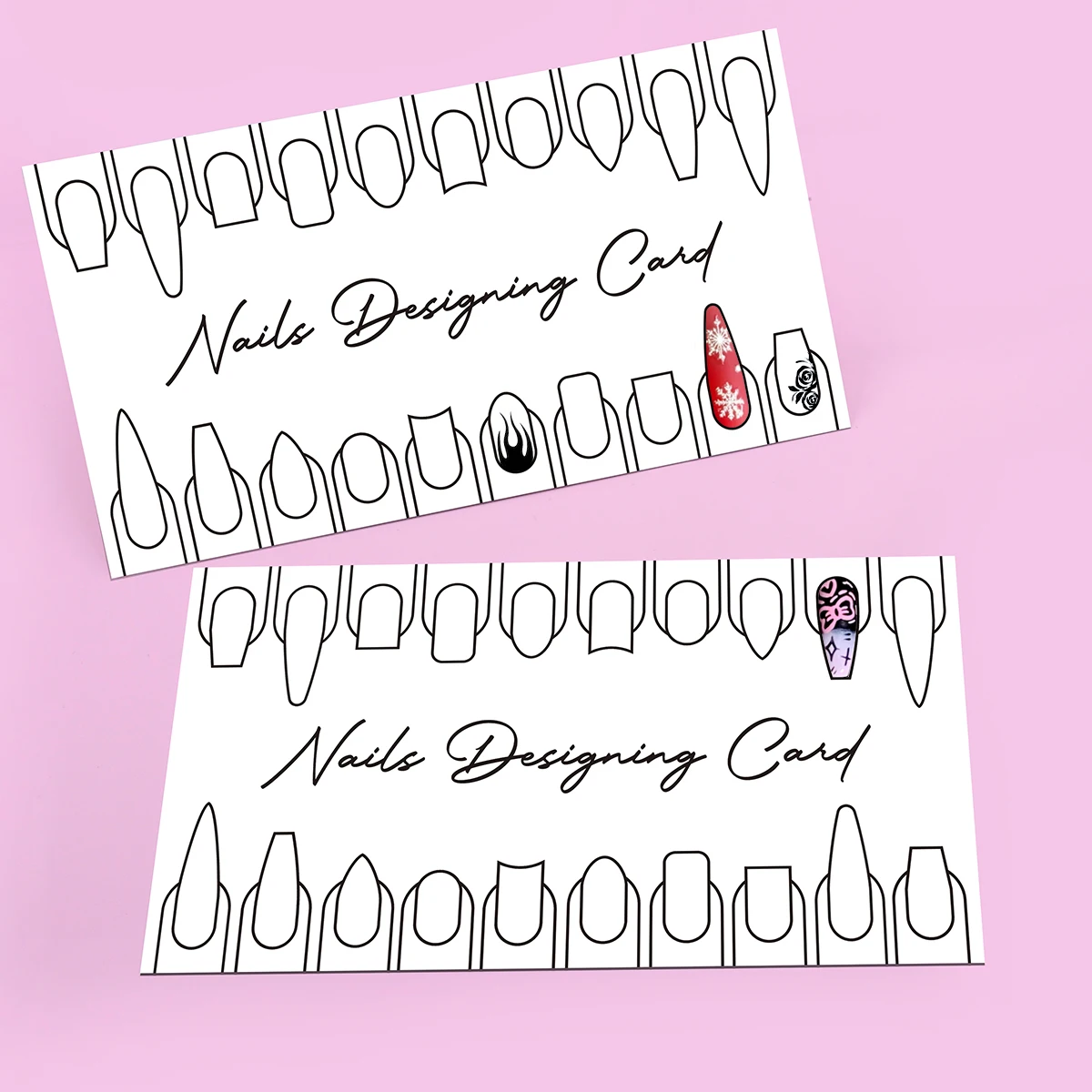 10pcs Nail Practice Cards Nails Shape Training Cards Nail Art Designing Cards False Nail Practicing Card Beginner Manicure Board