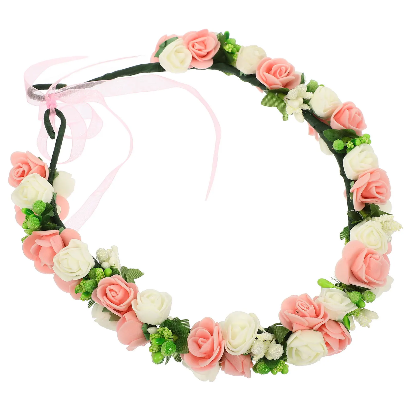 

Floral Wedding Headpiece Crown Bride Headband with Realistic Fake Flowers Flower Girl Hair Accessory for Parties and Photoshoot