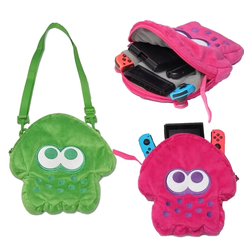 

Game Splatoons 3 Plush Crossbody Bags Cute Pink Green Squid Octopus Shoulder Bag Storage Bag For Fans Girl Gift