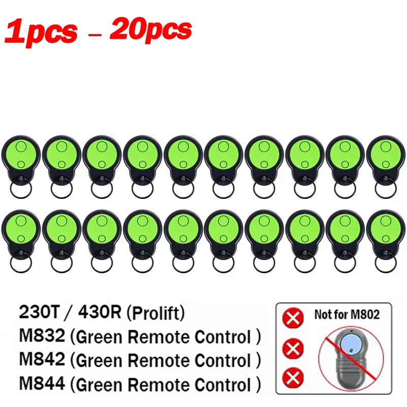Merlin M842 433MHz Garage Door Remote Control Opener for M844 M832 1A6487 230T 430R ProLift Green Buttons Controller Opener