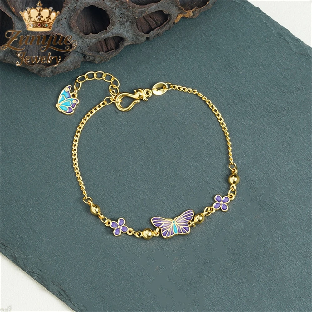 

Sand Gold Butterfly Flower Bracelet Luxury Quality Jewelry Best Selling Fashion Fine Jewelry Exquisite Charms Popular Elegant