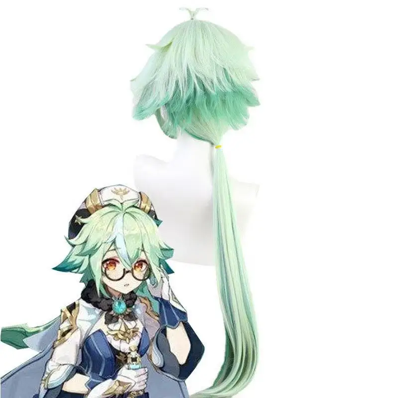 Peluca de anime Genshin Impact, peluca de sacarosa, peluca de cosplay de viajero, dulzura inofensiva, rizo inverso, peluca cambiable multicolor