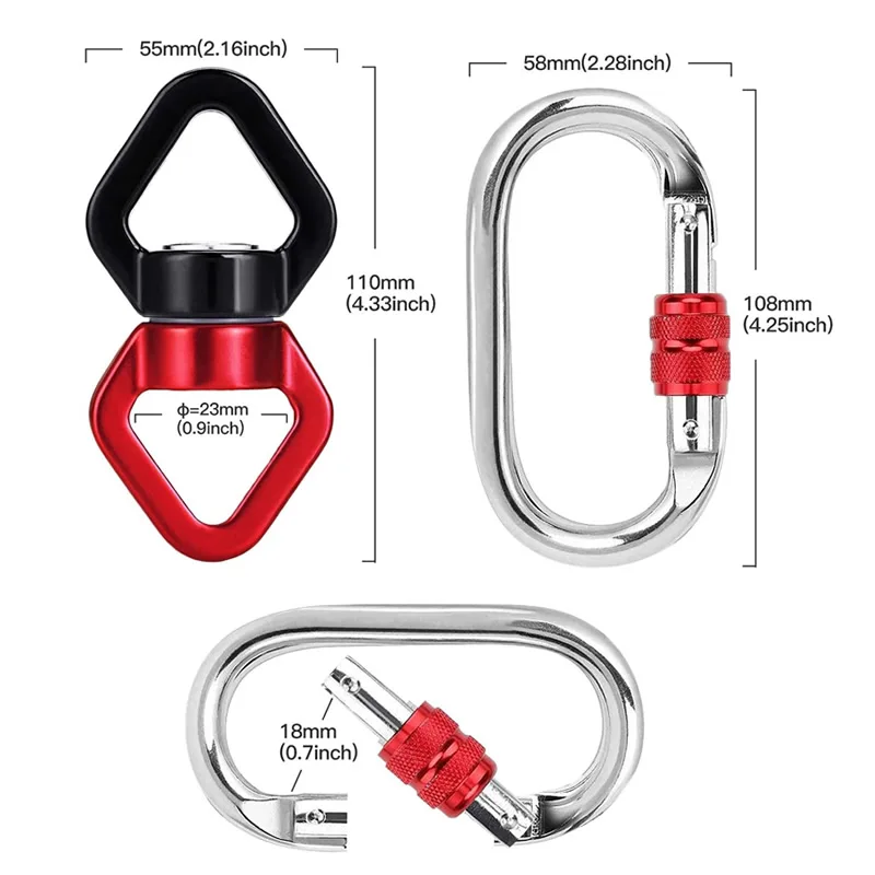 Aerial Silks Hardware Swing Swivel Descender Carabiners Rock Climbing Fly Yoga Swing Hammock Accessories