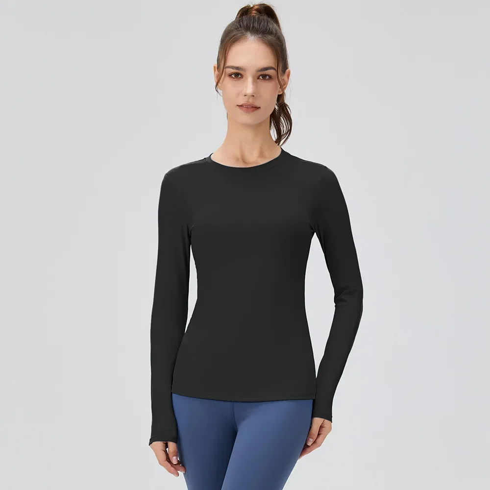 Chemise de yoga à manches longues pour femme, haut de sport, haut de fitness, respirant, séchage rapide, adapté à la salle de sport, course à pied, automne, hiver