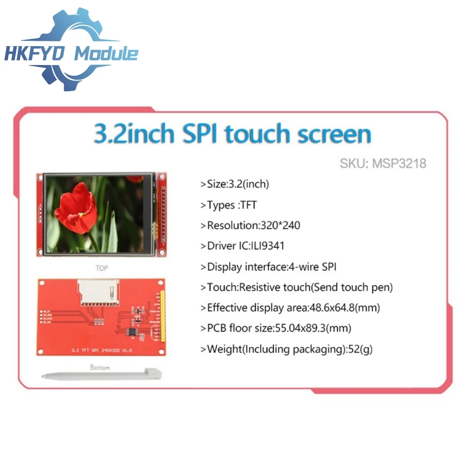 Módulo TFT LCD de 3,2 polegadas 240x320 SPI ILI9341 Tela 4 pinos IO