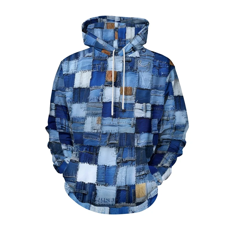 Retro Plaid Patchwork 3D Print Hoodie Men's Clothing Hot Style Long Sleeve Pullover Top Autumn New Trend Streetwear Men Hoodies