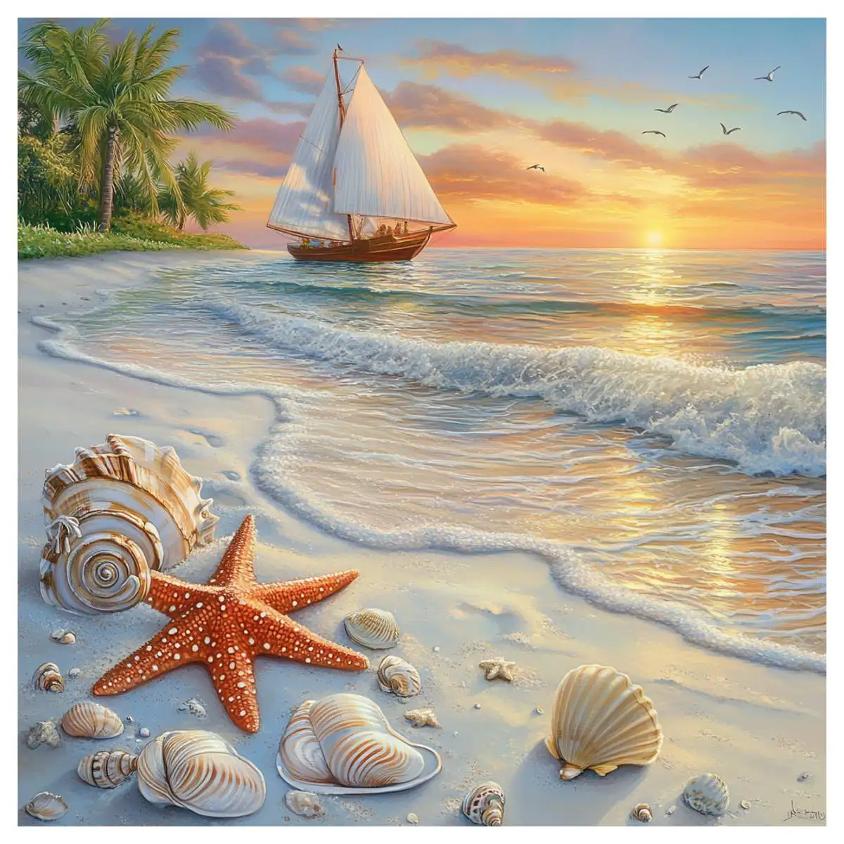 The sunset beach 40X40CM/15.74inch cross stitch Kit diy 11CT/14CT Embroidery Hobby Eco-cotton Thread New Arrival