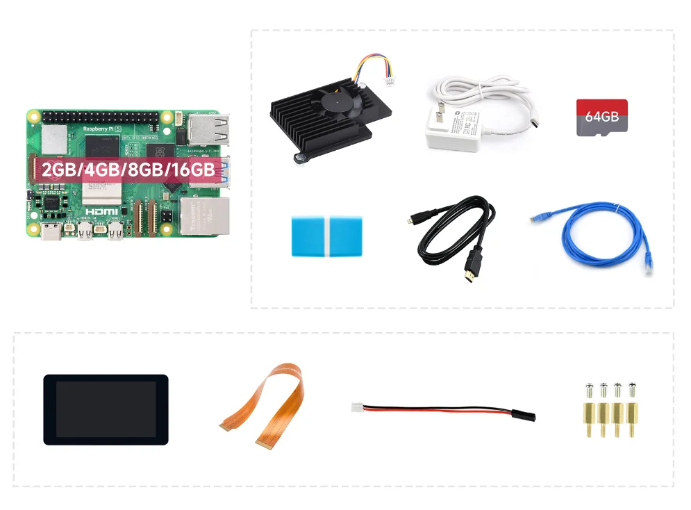 كمبيوتر Raspberry Pi 5 ذو لوحة واحدة 2.4 جيجا هرتز رباعي النواة 64 بت ARM Cortex-A76 4K HDMI شاشة مزدوجة 16 جيجابايت رام WiFi 6 BT 5.0 #3